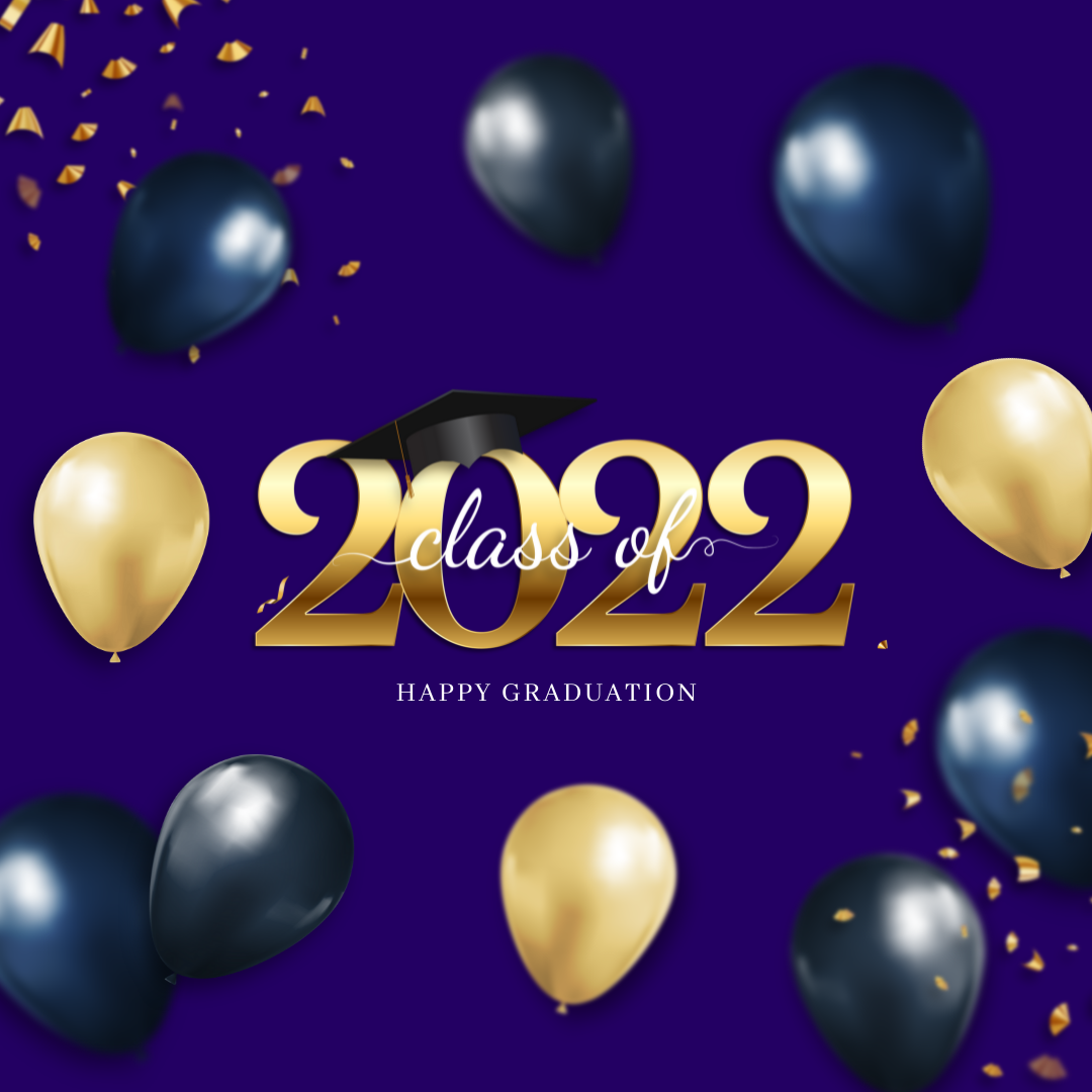2022 graduates balloons and confetti